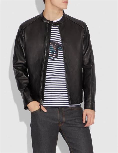 black coach jacket wholesale|coach leather racer jacket men.